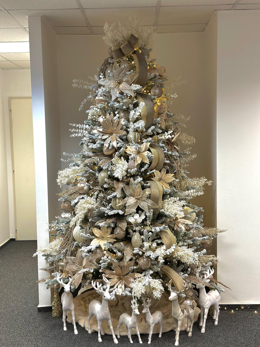 Brad elegant de Crăciun în tonuri crem și aurii 240cm - VÂNZARE