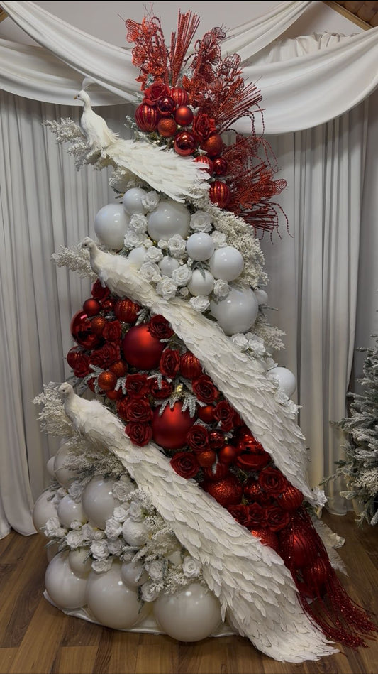 Brad 240cm Păuni rosu alb - VÂNZARE